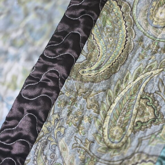 Melange Home King Sized Pillow Shams (2) Quilted Cotton Patchwork Earth Tones - Picture 4 of 10